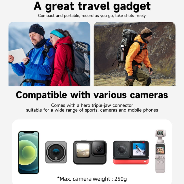 TELESIN 360 Degree Rotation Backpack Clip Clamp Mount For Action Camera - Backpack Clip by TELESIN | Online Shopping South Africa | PMC TechLife | Buy Now Pay Later Mobicred