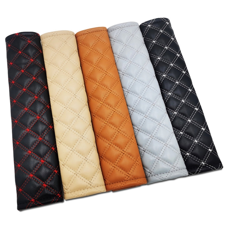 Rhombus Leather Seat Belt Shoulder Protector Pads, Color: Black Leather Red Line - Seat Belts & Padding by PMC TechLife | Online Shopping South Africa | PMC TechLife | Buy Now Pay Later Mobicred