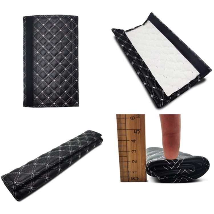 Rhombus Leather Seat Belt Shoulder Protector Pads, Color: Black Leather Red Line - Seat Belts & Padding by PMC TechLife | Online Shopping South Africa | PMC TechLife | Buy Now Pay Later Mobicred