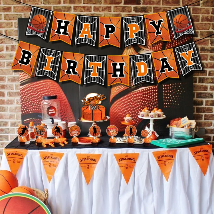 Basketball Theme Party Set Flag + Balloon + Cake Insert Set - Balloons by PMC TechLife | Online Shopping South Africa | PMC TechLife