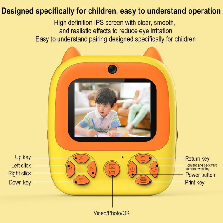 1080P Instant Print Camera 2.8-inch IPS Screen Front and Rear Dual Lens Kids Camera, Spec: Pink - free shipping - PMC Jewellery - Order now!