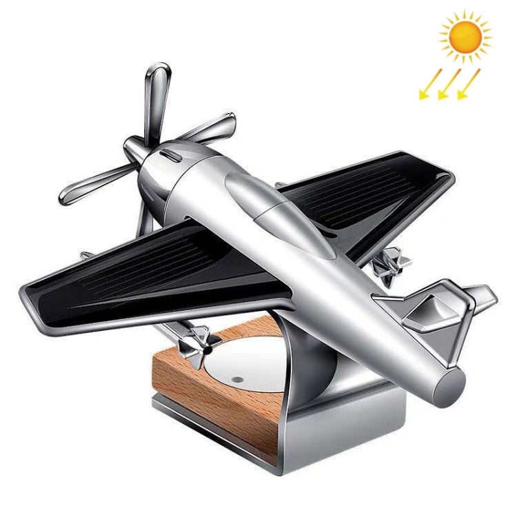 Solar Car Airplane Ornament Solid Aroma Diffuser Car Rotating Decoration Items(Silver) - free shipping - PMC TechLife - Order now!