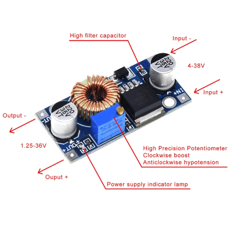 XL4005 DC-DC Adjustable Buck Power Module 5-32V High Power - Power Module by PMC TechLife | Online Shopping South Africa | PMC TechLife