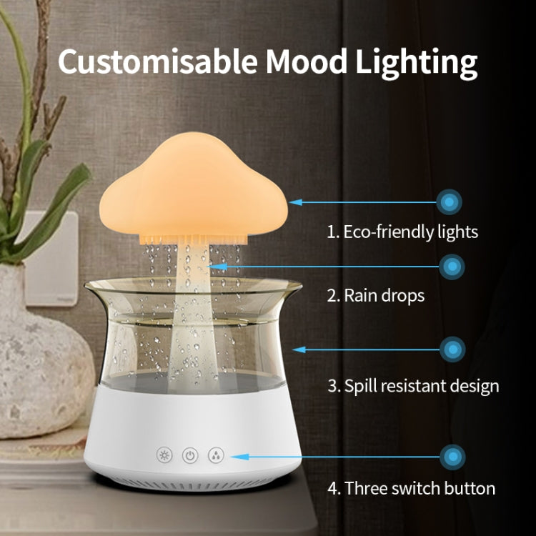 CH06 300ml Rain Humidifier Mushroom Cloud Colorful Night Lamp Aromatherapy Machine, Style: Without Remote Controller(White) - free shipping - PMC TechLife - Order now!
