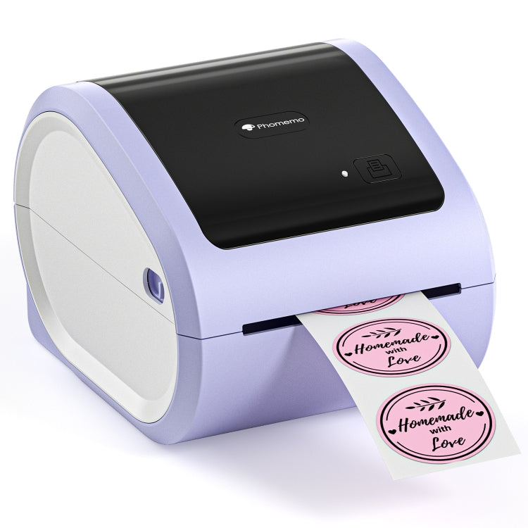 Phomemo D520-BT Bluetooth Thermal Shipping Label Printer Wireless Desktop Printer For Barcode Address Labels, Size: EU(Purple White) - free shipping - PMC TechLife - Order now!