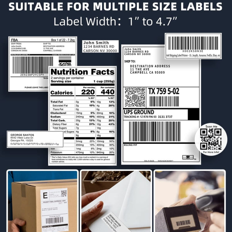 Phomemo PM241-BT Bluetooth Address Label Printer Thermal Shipping Package Label Maker, Size: US(Silver) - free shipping - PMC TechLife - Order now!