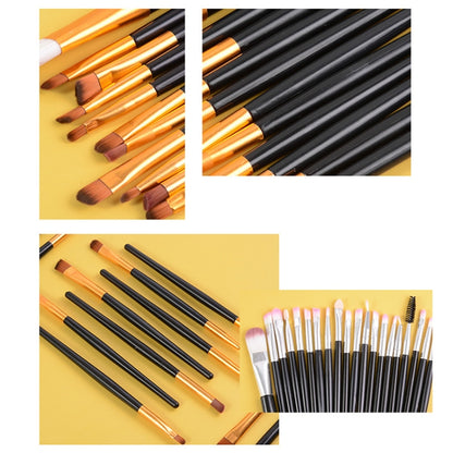 20pcs/set Wooden Handle Makeup Brush Set Beauty Tool Brushes(Black+Purple) - Makeup Brushes by PMC Jewellery | Online Shopping South Africa | PMC Jewellery