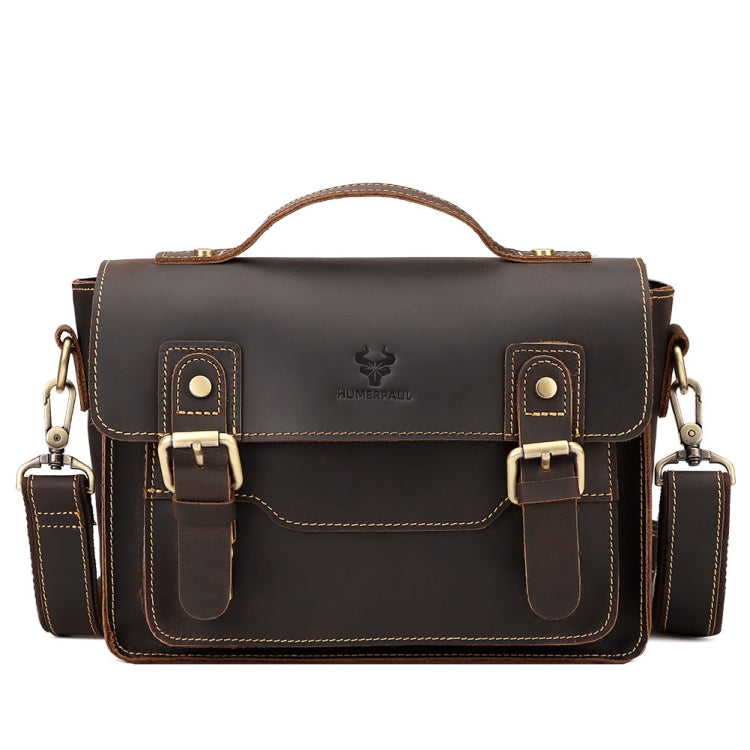 HUMERPAUL Leather Crossbody Bag Men Retro Shoulder Bag Commuter Men Small Square Bag(Coffee) - free shipping - PMC TechLife - Order now!