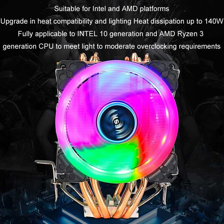EVESKY 600 Desktop Computer 4 Copper Tube Mute CPU Cooling Fan, Color: Color Single Fan - free shipping - PMC Jewellery - Order now!