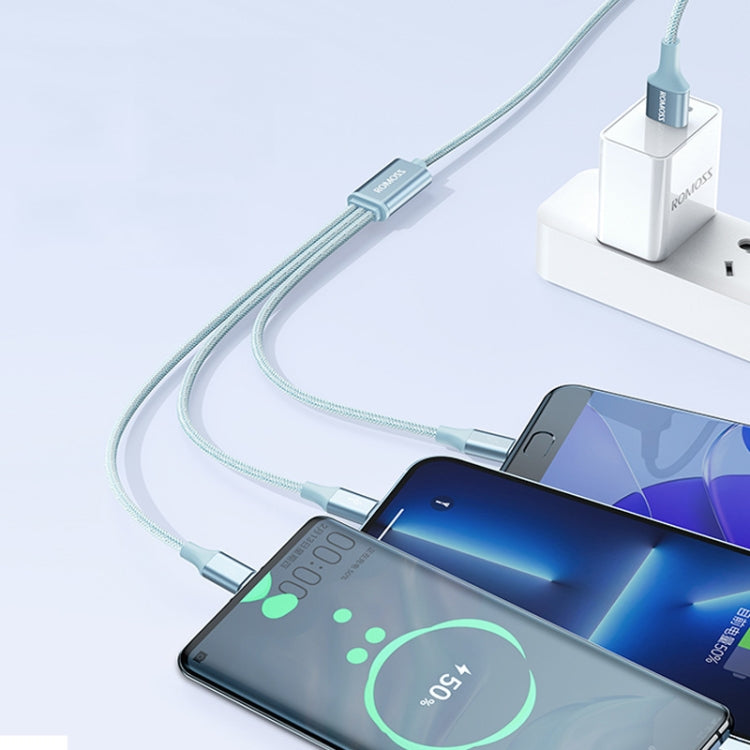 ROMOSS CB25 3 In 1 3.5A  8 Pin + Micro USB + Type C/USB-C Cable 1m(Star Blue) - Multifunction Cable by ROMOSS | Online Shopping South Africa | PMC Jewellery | Buy Now Pay Later Mobicred