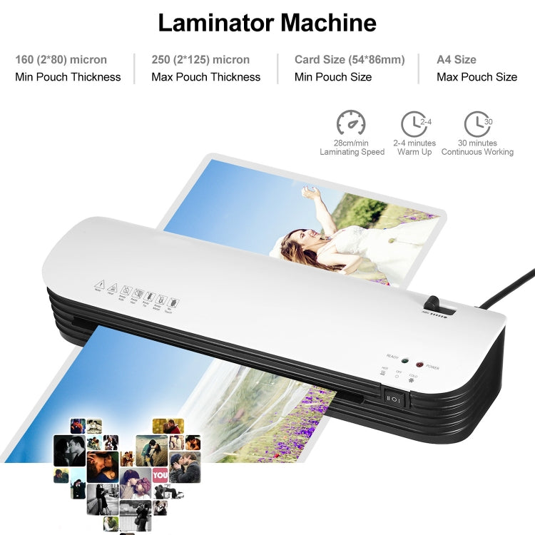 Osmile SL299 A4 Laminator Cold Hot Lamination Photo File Laminating Machine(UK Plug) - Photo Film Covering Machine by Osmile | Online Shopping South Africa | PMC TechLife | Buy Now Pay Later Mobicred