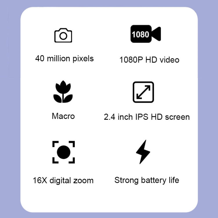 2.4 Inch IPS Screen 40 Million Pixel Digital Camera 16X Digital Zoom Video Macro Portable Camera(Black Standard) - free shipping - PMC TechLife - Order now!