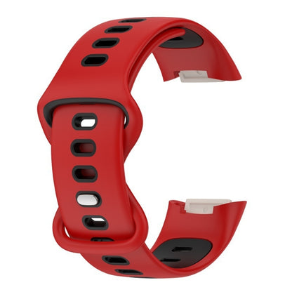 For Fitbit Charge 5 Smart Watch Sports Waterproof Two-Color Silicone Band(Red Black) - Watch Bands by PMC Jewellery | Online Shopping South Africa | PMC Jewellery | Buy Now Pay Later Mobicred