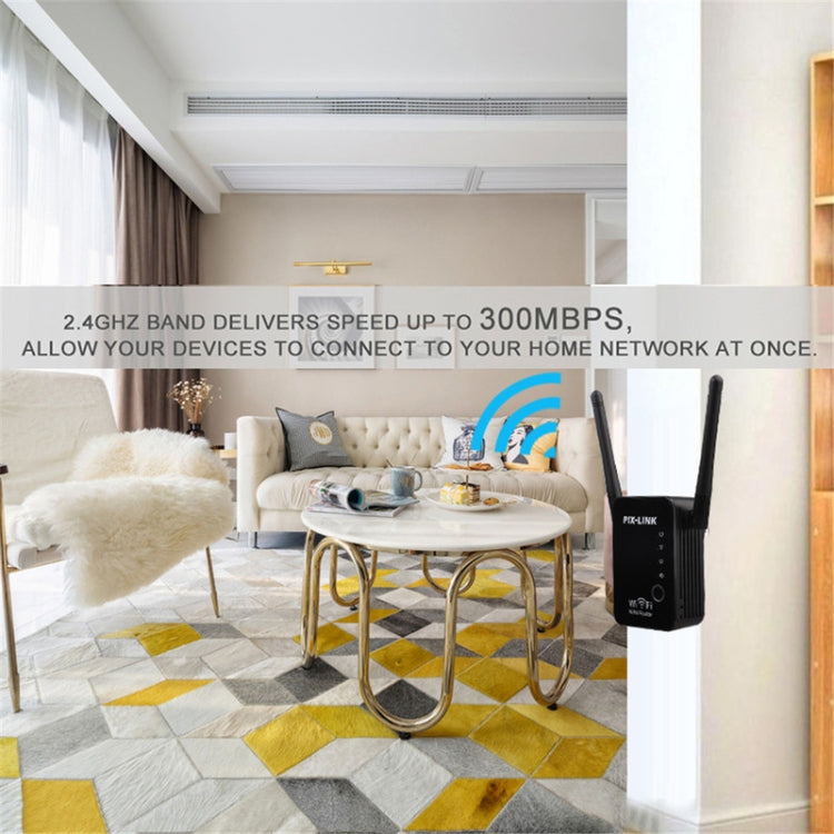 PIX-LINK 2.4G 300Mbps WiFi Signal Amplifier Wireless Router Dual Antenna Repeater(EU Plug) - free shipping - PMC TechLife - Order now!