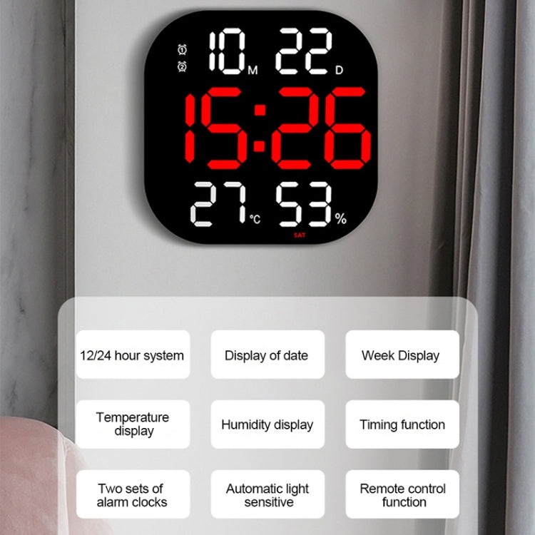 13-Inch LED Acrylic Electronic Clock Large-Screen Square Wall Clock With Timing Temperature Humidity(6632 White Light) - free shipping - PMc TechLife - Order now!