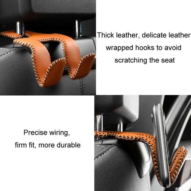 Car Double Hook Stainless Steel Rear Headrest Mobile Phone Holder(Beige) - free shipping - PMC TechLife - Order now!