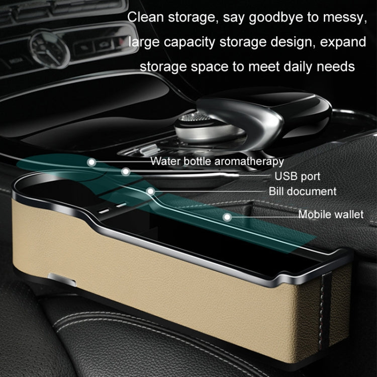 Car Seat Gap Storage Box Multifunctional Mobile Phone USB Charger, Color: QC3.0 Beige - Stowing Tidying by PMC TechLife | Online Shopping South Africa | PMC TechLife | Buy Now Pay Later Mobicred