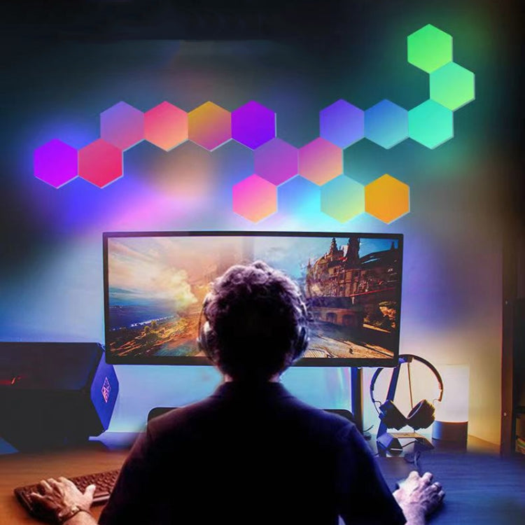 12pcs/set RGB Symphony Hexagon Lights DIY Bedside Ambient Wall Lamp Smart Honeycomb Light(WIFI-APP) - Novelty Lighting by PMC TechLife | Online Shopping South Africa | PMC TechLife | Buy Now Pay Later Mobicred