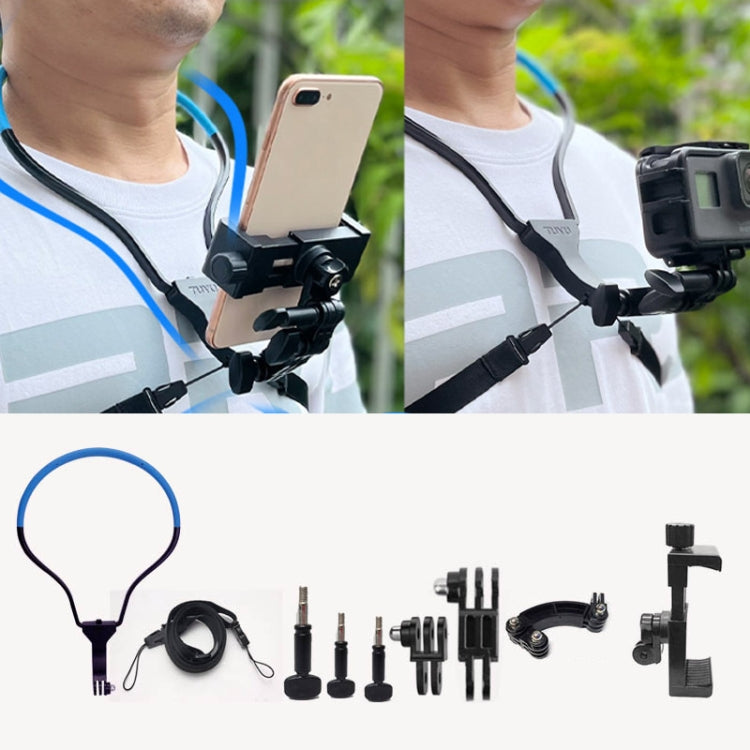 TUYU Camera Neck Holder Mobile Phone Chest Strap Mount  For Video Shooting//POV, Spec:  Vertical +Phone Clip (Blue) - Stand by PMC Jewellery | Online Shopping South Africa | PMC Jewellery | Buy Now Pay Later Mobicred