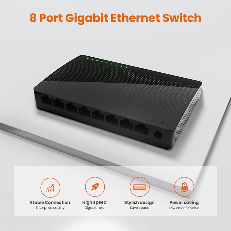 Tenda SG108 100/1000M Desktop Network Switch 8 Port Gigabit Desktop Switch Ethernet Switch LAN Hub(UK Plug) - Network Hubs by Tenda | Online Shopping South Africa | PMC Jewellery | Buy Now Pay Later Mobicred