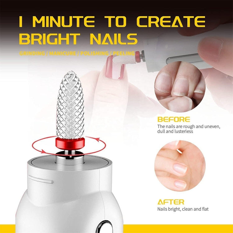 Rechargeable Nail Drill Machine Set with Ceramic Drill Bit Spot Lighting(White) - Grinding Tools & Accessories by PMC Jewellery | Online Shopping South Africa | PMC Jewellery