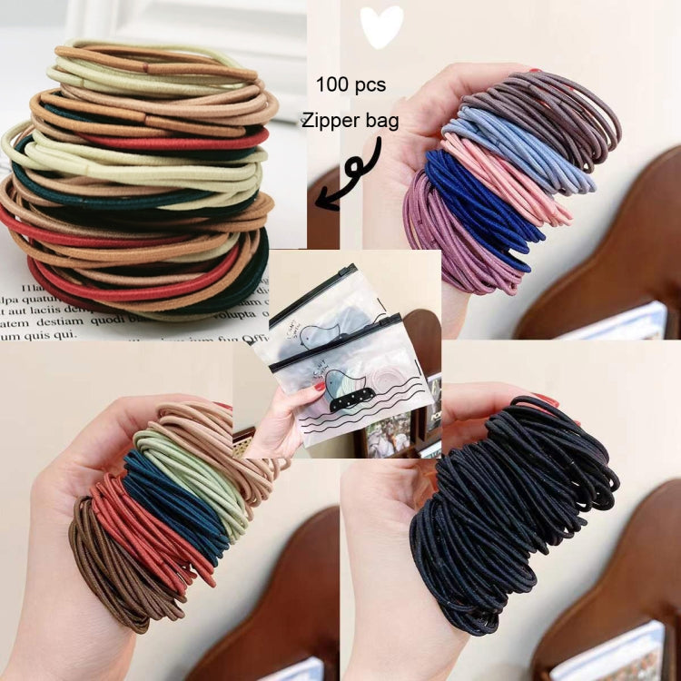 100pcs/pack Stretchy Hair Accessories Nylon Hair Ring Hair Rope Rubber Band Headband(Mixed Color) - Head Bands by PMC Jewellery | Online Shopping South Africa | PMC Jewellery