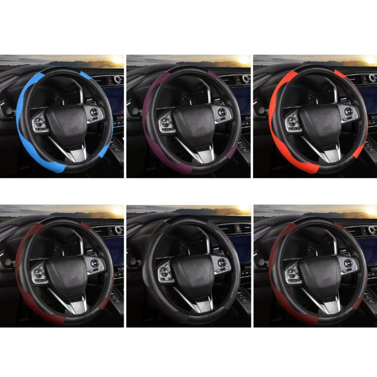 38cm Carbon Fiber Elastic Leather Without Inner Ring Car Steering Wheel Cover, Color: Black - Steering Wheel Accessories by PMC TechLife | Online Shopping South Africa | PMC TechLife | Buy Now Pay Later Mobicred