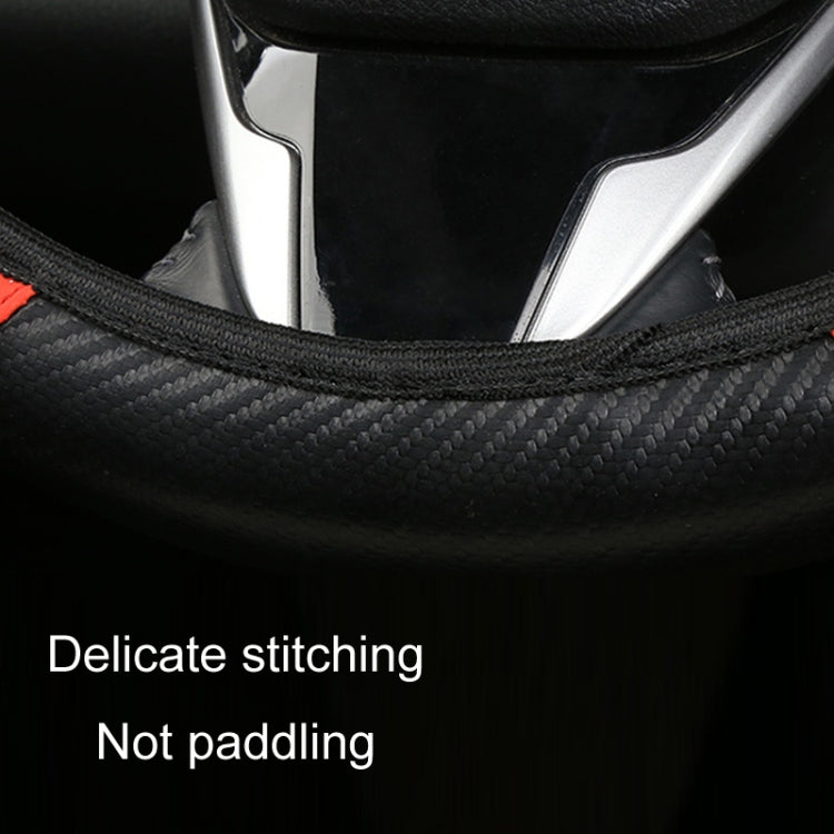 38cm Carbon Fiber Elastic Leather Without Inner Ring Car Steering Wheel Cover, Color: Blue - Steering Wheel Accessories by PMC TechLife | Online Shopping South Africa | PMC TechLife | Buy Now Pay Later Mobicred