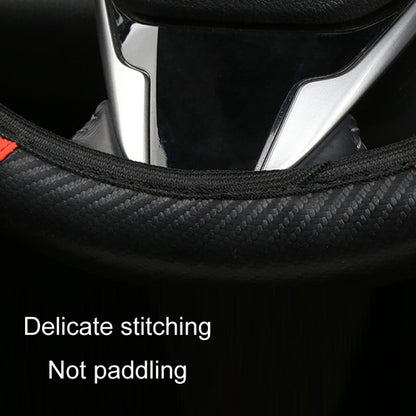 38cm Carbon Fiber Elastic Leather Without Inner Ring Car Steering Wheel Cover, Color: Red - Steering Wheel Accessories by PMC Jewellery | Online Shopping South Africa | PMC Jewellery | Buy Now Pay Later Mobicred