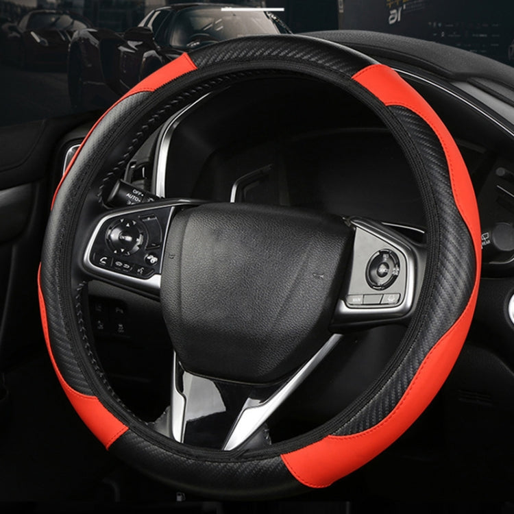 38cm Carbon Fiber Elastic Leather Without Inner Ring Car Steering Wheel Cover, Color: Blue - Steering Wheel Accessories by PMC TechLife | Online Shopping South Africa | PMC TechLife | Buy Now Pay Later Mobicred