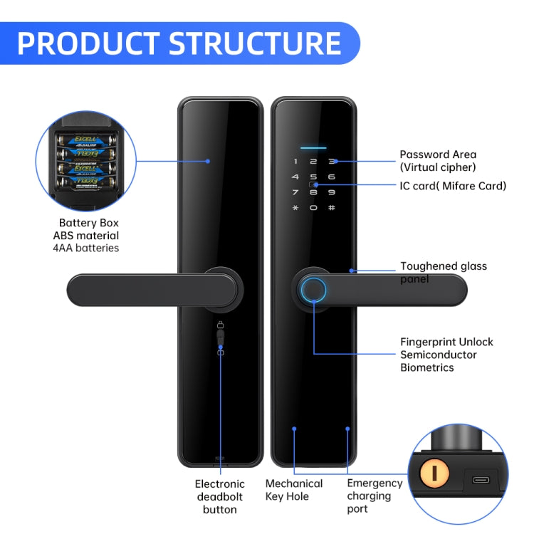 C91 Tuya Smart WiFi Password Fingerprint Electronic Door Lock(Bronze) - Door Lock by PMc TechLife | Online Shopping South Africa | PMc TechLife | Buy Now Pay Later Mobicred