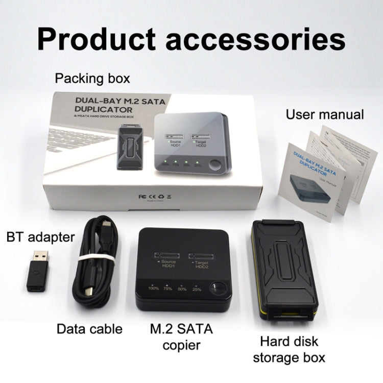 M.2 SATA Hard Disk Duplicator Solid State Drive SSD Mobile Hard Drive Enclosure(Black) - HDD Enclosure by PMC TechLife | Online Shopping South Africa | PMC TechLife | Buy Now Pay Later Mobicred