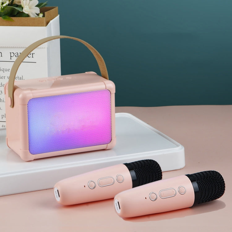 Portable RGB Lighting Effect Bluetooth Speaker Home Mini Karaoke Audio, Style: Dual Microphone+Speaker(Beige) - Microphone by PMC TechLife | Online Shopping South Africa | PMC TechLife | Buy Now Pay Later Mobicred