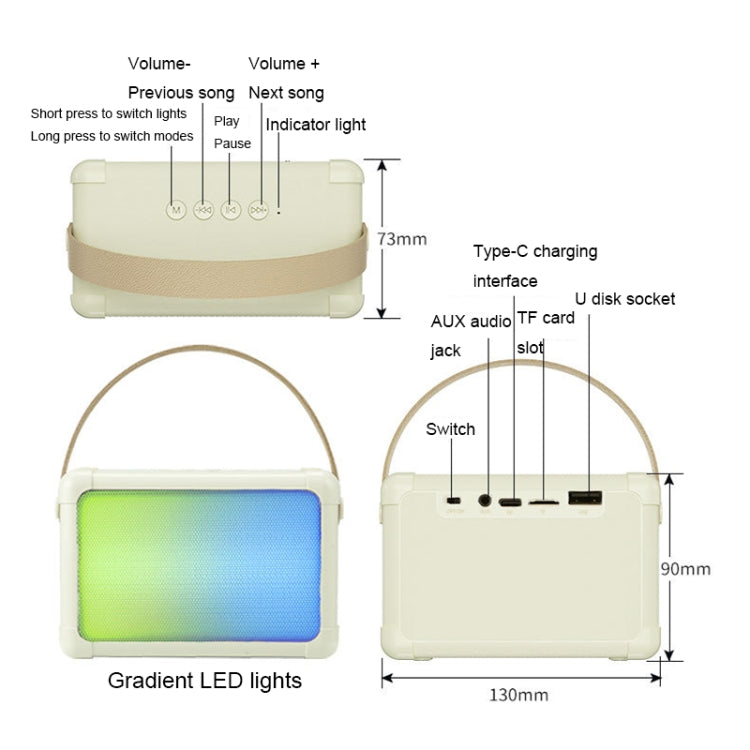 Portable RGB Lighting Effect Bluetooth Speaker Home Mini Karaoke Audio, Style: Dual Microphone+Speaker(Beige) - Microphone by PMC TechLife | Online Shopping South Africa | PMC TechLife | Buy Now Pay Later Mobicred