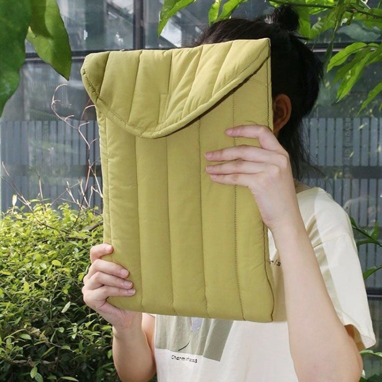 15.6-16 inch Flat Cotton Embroidery Inner Bag Lightweight Space Cotton Protective Case(Yellow Green) - 15 inch by PMC Jewellery | Online Shopping South Africa | PMC Jewellery | Buy Now Pay Later Mobicred
