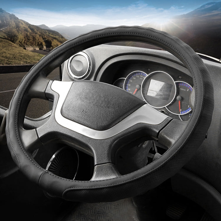 50cm Leather Truck Steering Wheel Cover(Black) - Steering Wheel Accessories by PMC TechLife | Online Shopping South Africa | PMC TechLife | Buy Now Pay Later Mobicred