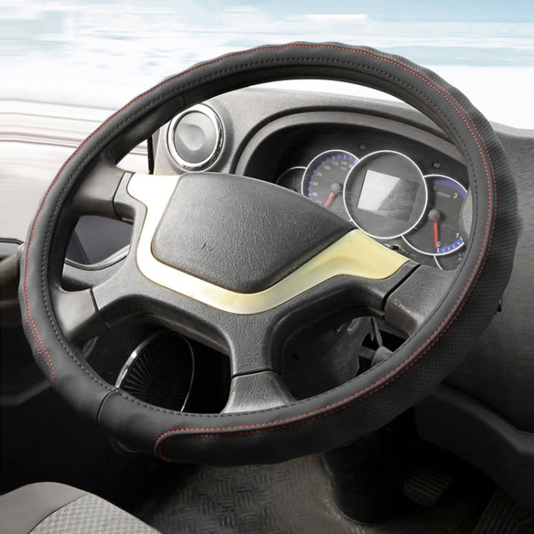 50cm Leather Truck Steering Wheel Cover(Black) - Steering Wheel Accessories by PMC TechLife | Online Shopping South Africa | PMC TechLife | Buy Now Pay Later Mobicred