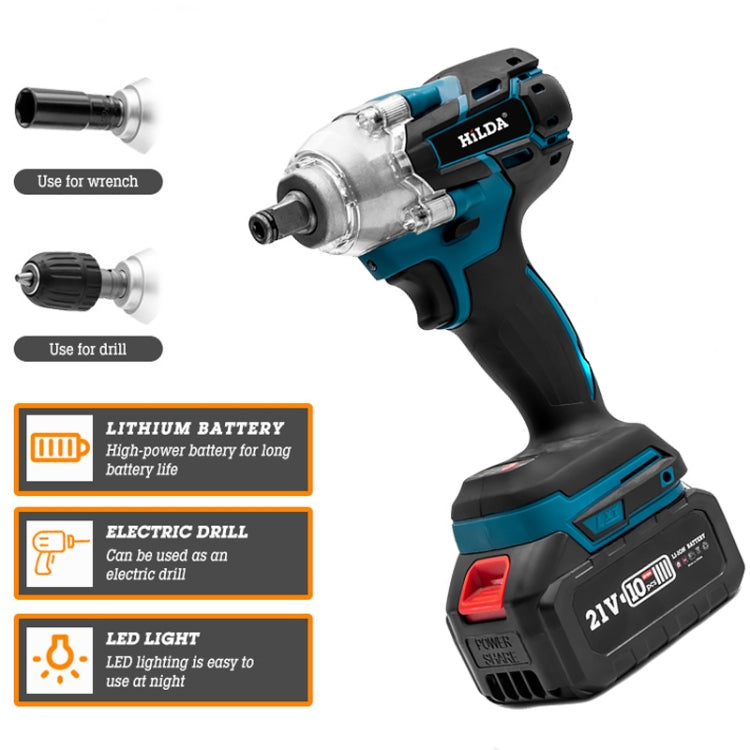 HILDA Motorized Wrenches Lithium Repair Parts With 22mm Socket, EU Plug, Model: Red With 2 Battery+1 Charger(3000mAh) - Screws by HILDA | Online Shopping South Africa | PMC TechLife | Buy Now Pay Later Mobicred