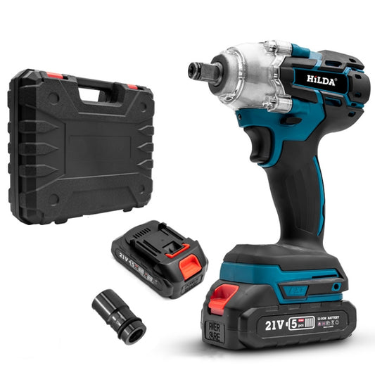 HILDA Motorized Wrenches Lithium Repair Parts With 22mm Socket, US Plug, Model: Blue With 2 Battery+1 Charger(1500mAh) - Screws by HILDA | Online Shopping South Africa | PMC Jewellery | Buy Now Pay Later Mobicred