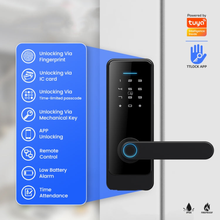 C89 Smart Fingerprint Password Lock Home Indoor Door TUYA System Lock(Black) - free shipping - PMc TechLife - Order now!