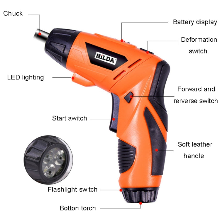 HILDA 47pcs /Set Multi-Function Li-Ion Screwdriver Mini Screwdriver(Black) - Screws by HILDA | Online Shopping South Africa | PMc TechLife | Buy Now Pay Later Mobicred