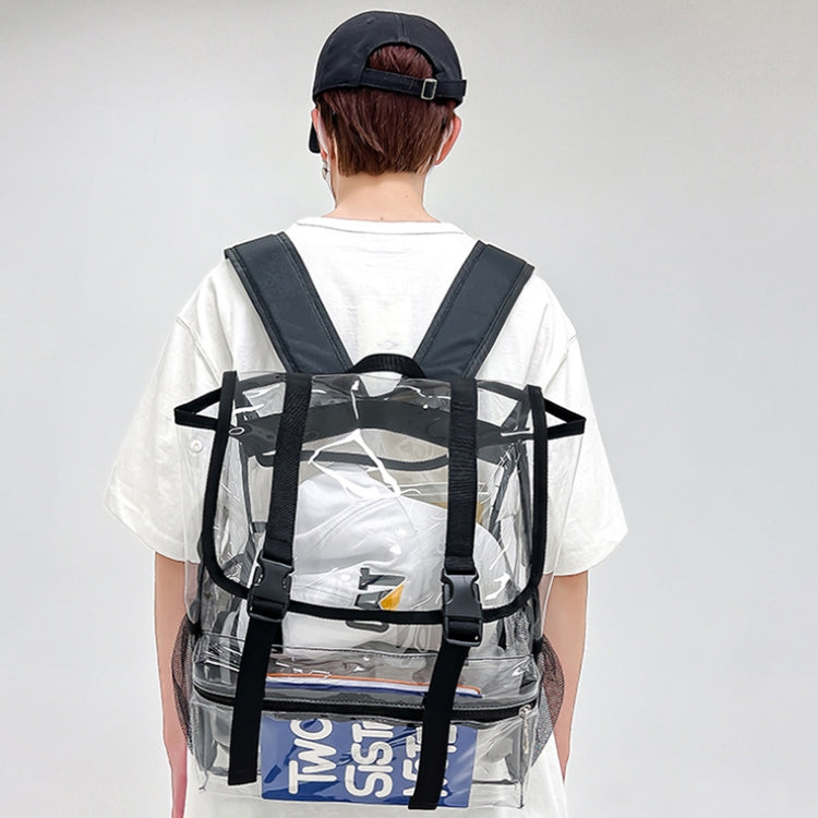 Transparent PVC Large Capacity Casual Outdoor Waterproof Travel Backpack(Black) - Double-shoulder Bags by PMC TechLife | Online Shopping South Africa | PMC TechLife | Buy Now Pay Later Mobicred
