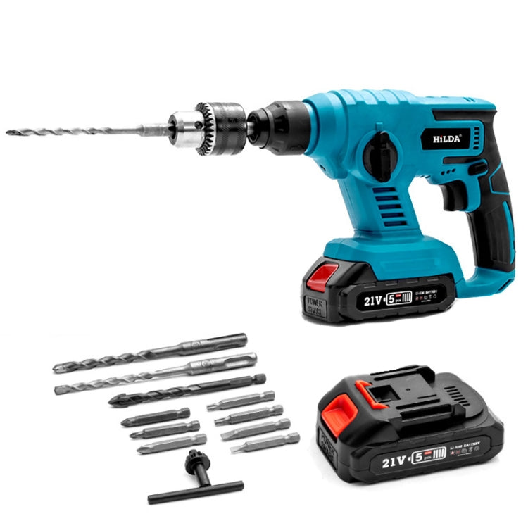 HILDA 12pcs /Set Li-Ion Power Hammer Electrical Impact Drill, Model: 1 Battery+1 Charger US Plug - free shipping - PMc TechLife - Order now!