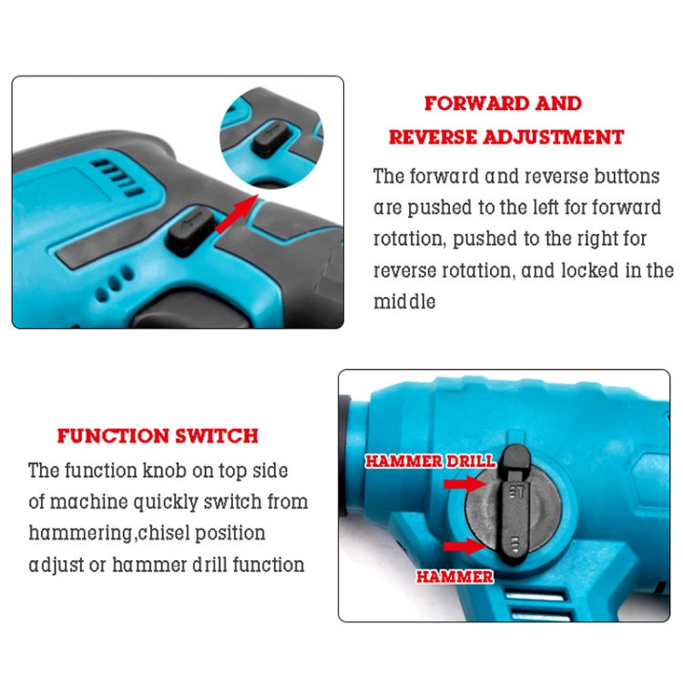 HILDA 12pcs /Set Li-Ion Power Hammer Electrical Impact Drill, Model: 2 Battery+1 Charger EU Plug - free shipping - PMC TechLife - Order now!