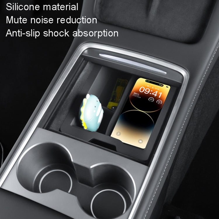 For Tesla Model 3 / Y Silicone Double Layer Storage Small Ice Box, Style: Rear Center No Separation (Black) - Stowing Tidying by PMC TechLife | Online Shopping South Africa | PMC TechLife | Buy Now Pay Later Mobicred