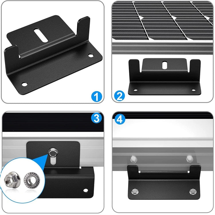 4pcs /Set Aluminum Solar Panel Mounting Bracket(Black) - Bumper by PMC TechLife | Online Shopping South Africa | PMC TechLife | Buy Now Pay Later Mobicred