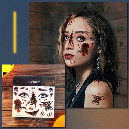 10pcs Halloween Scar Waterproof Tattoo Sticker Simulated Face Horror Stickers, Pattern: RM-046 - Stickers by PMC Jewellery | Online Shopping South Africa | PMC Jewellery