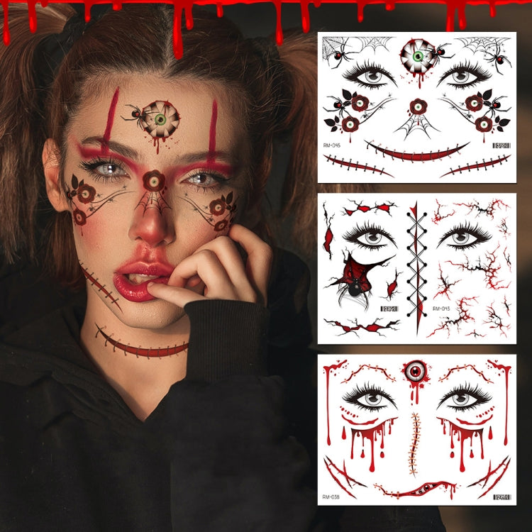 10pcs Halloween Scar Waterproof Tattoo Sticker Simulated Face Horror Stickers, Pattern: RM-046 - Stickers by PMC Jewellery | Online Shopping South Africa | PMC Jewellery