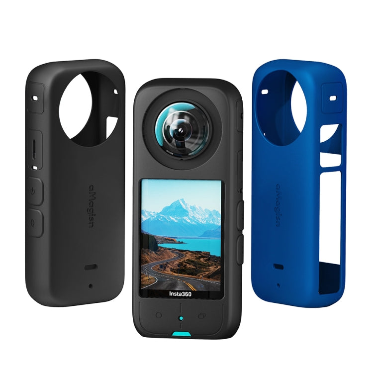 For Insta360 X3 AMagisn Body Silicone Protective Cover, Style: Lens Case (Blue) - Case & Bags by aMagisn | Online Shopping South Africa | PMC Jewellery | Buy Now Pay Later Mobicred