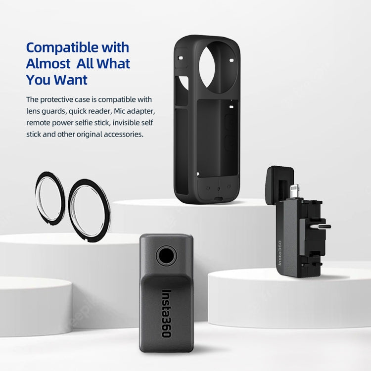 For Insta360 X3 AMagisn Body Silicone Protective Cover, Style: Body+Lens Case (Black) - free shipping - PMC TechLife - Order now!